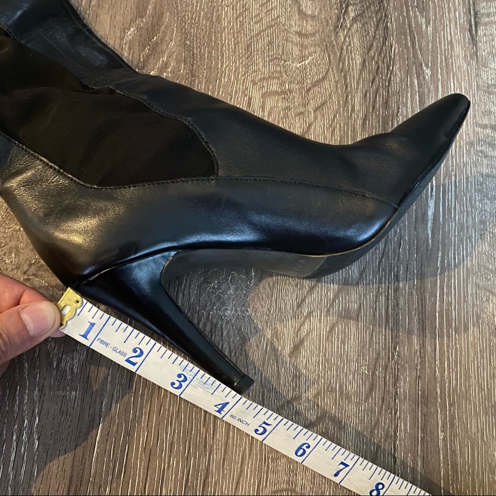 Tahari Black Leather Pull On High Heeled Boots 7 - Picture 15 of 16